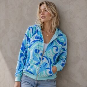 Hill House Airy Fleece Zip Hoodie Ocean Kaleidoscope Jacket NWT Sz S